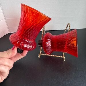 Homco Ruby Red Glass Votive Pegs set of 2